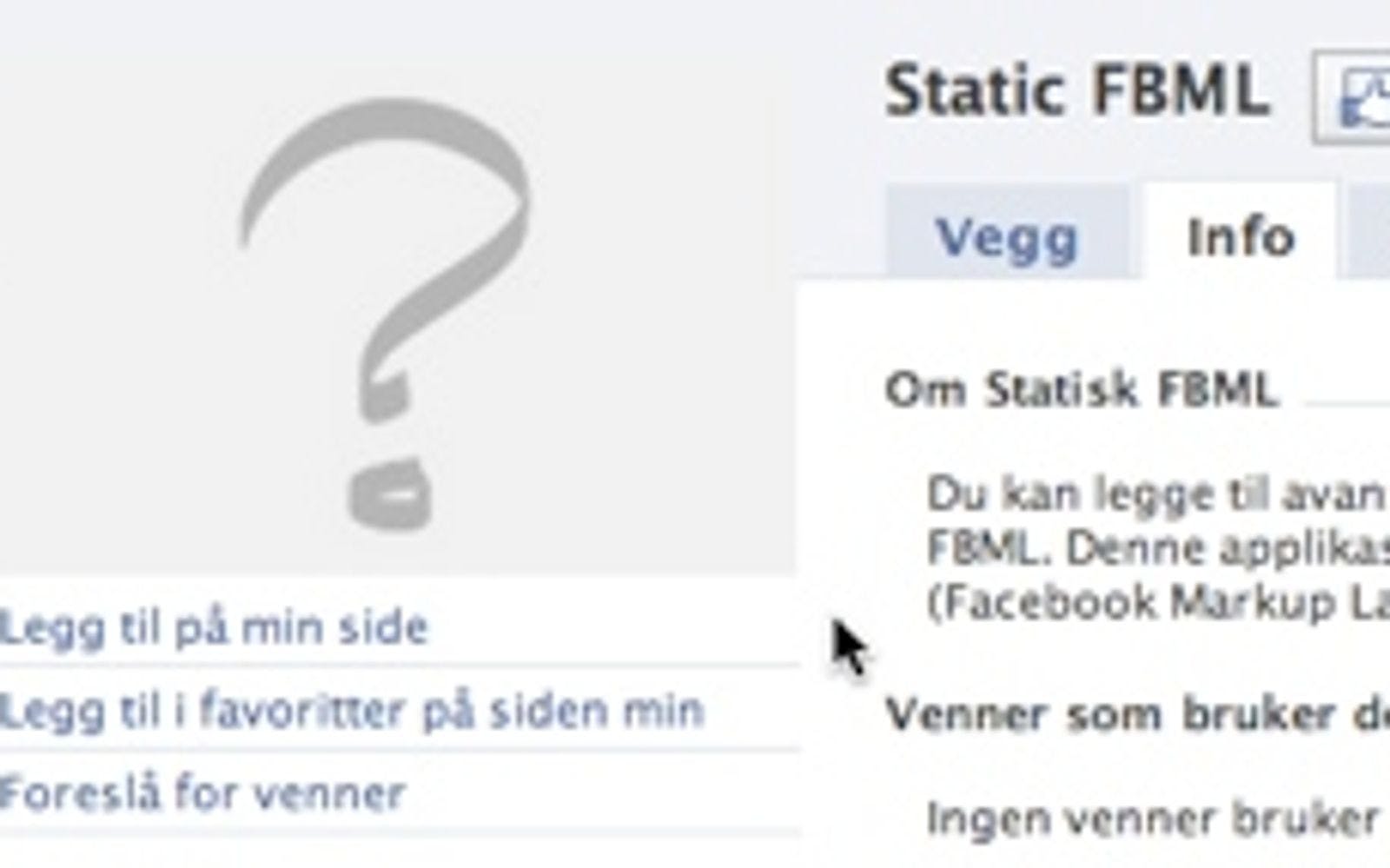 Static FBML Facebook applikasjon